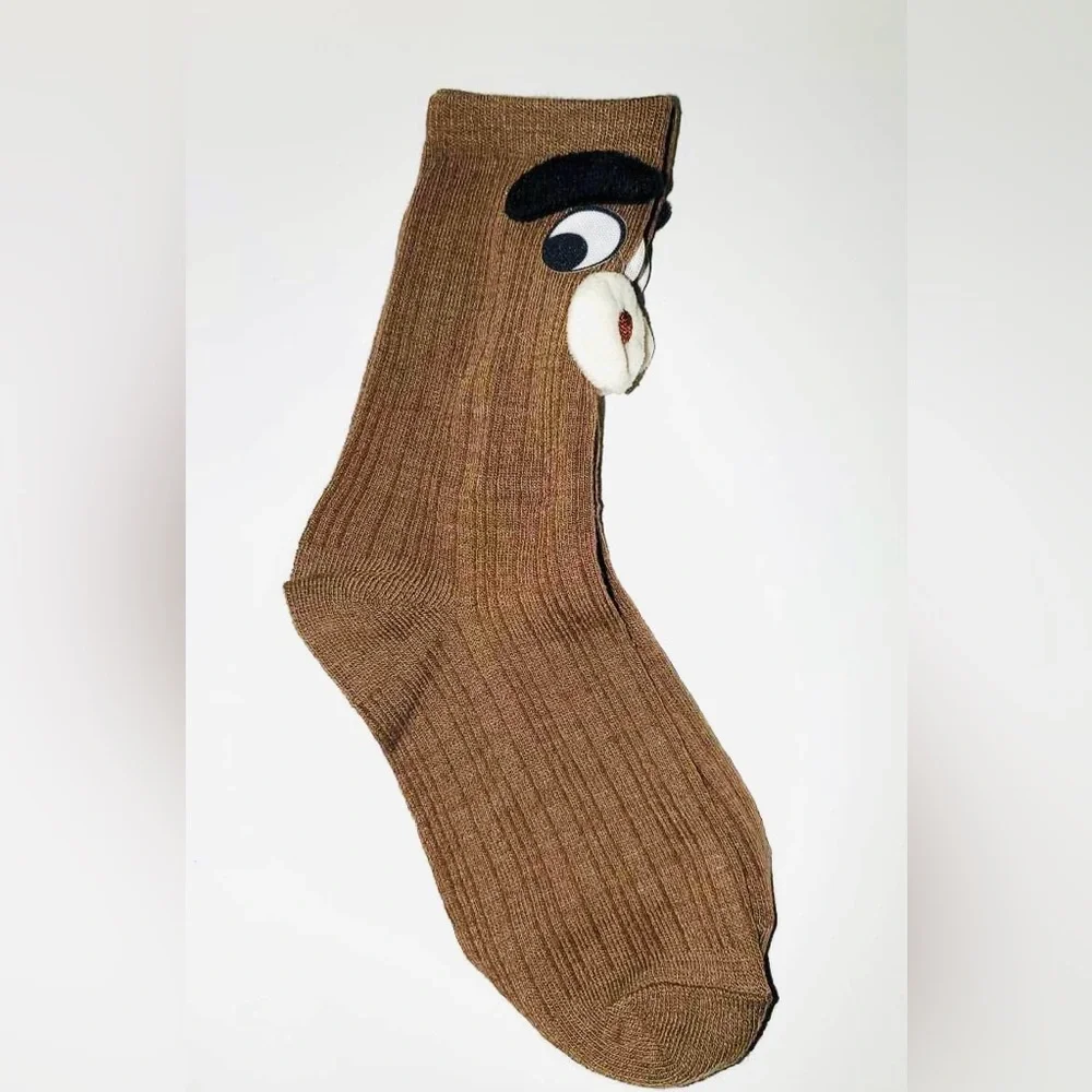 Trendy 3D Socks for Kids Cartoon Funny Ugly Socks Big Eye Brow Dog Socks NIP.